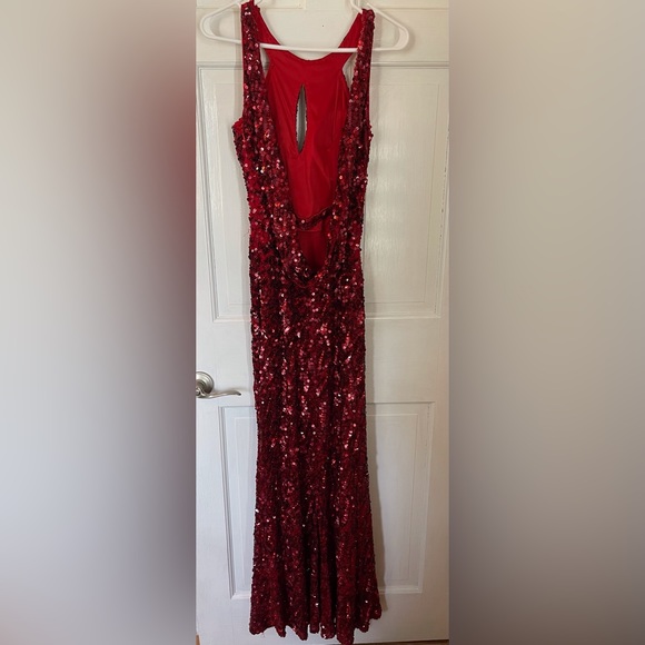 Red Sequin Prom Dress Size 0 - Picture 2 of 4
